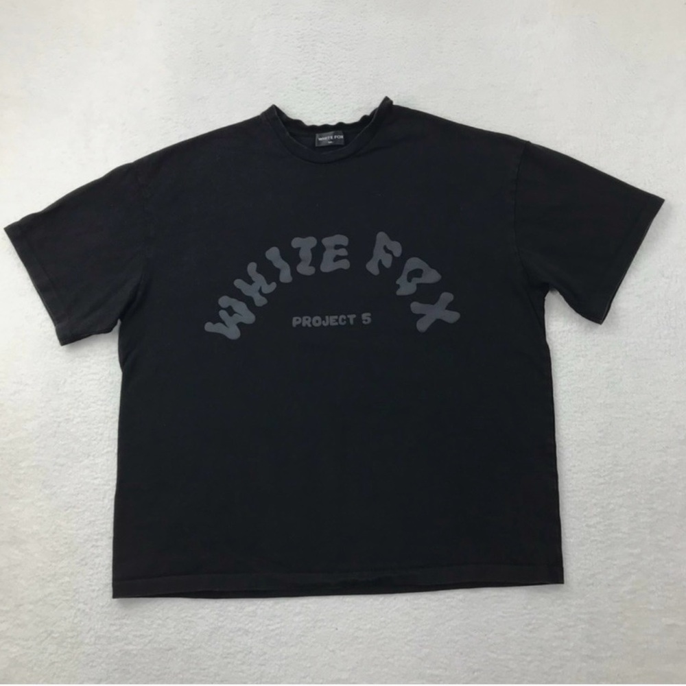 White Fox Boutique Black Tee with Gray Logo